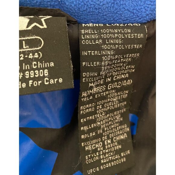 Starter Mens Large Hooded Winter Jacket Blue & Black Zip Off Hood Large - Picture 6 of 15